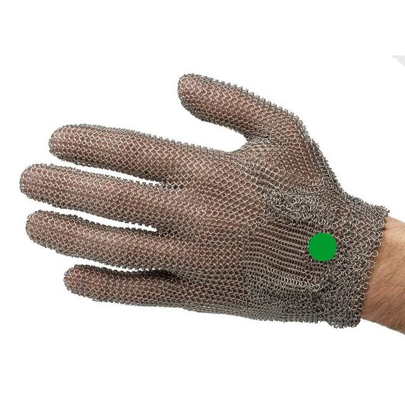 Перчатки кольчужные с метал. ремешком зеленые WILCOFLEX XS — фото 1